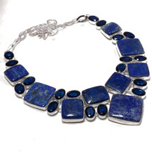 Lapis Lazuli Iolite Gemstone Fashion Christmas Gift Necklace Jewelry 18&quot; SA 5068 - £12.82 GBP