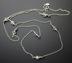 Vintage Avon Crystal Silver Tone Chain 30&quot; Necklace - £11.89 GBP