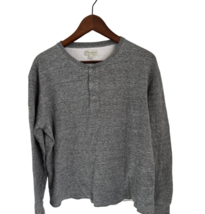 J.Crew Knit Goods Henley Sweatshirt Heather Gray Terry Cotton Size Large - $19.79