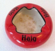 Vintage Ceramic Handpainted Red Color &quot;Haig&quot; Brewery Collectible Novelty Ashtray - £27.67 GBP