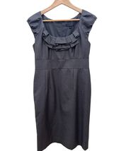 Banana Republic Gray Cap Sleeve Dress, Ruffle Front, Zip Back Size 6 - $9.99
