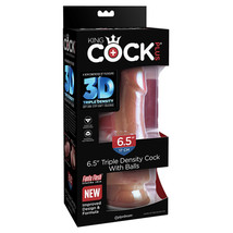 King Cock Plus 6.5 in. Triple Density With Balls Realistic Suction Cup Dildo Tan - £53.27 GBP