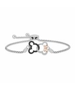 1Ct Simulated Diamond Mickey &amp; Minnie Mouse Bolo Bracelet 14K White Gold... - $180.92