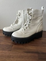 Bamboo Staging-01 Boots White Combat Lug Platform Zip-Up &amp; Laced Size 9 - £17.29 GBP