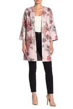 JOAN VASS Floral 3/4 Sleeve Faux Suede Open Topper Jacket NWT Medium - £18.78 GBP