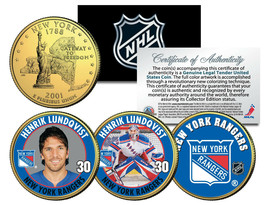 HENRIK LUNDQVIST * RANGERS * Colorized New York State Quarters U.S. 3-Co... - $10.35
