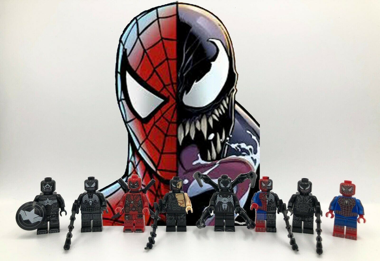Primary image for 8pcs/set Marvel Venom Mix Heroes Spider-Man Deadpool Riot Custom Minifigures Toy
