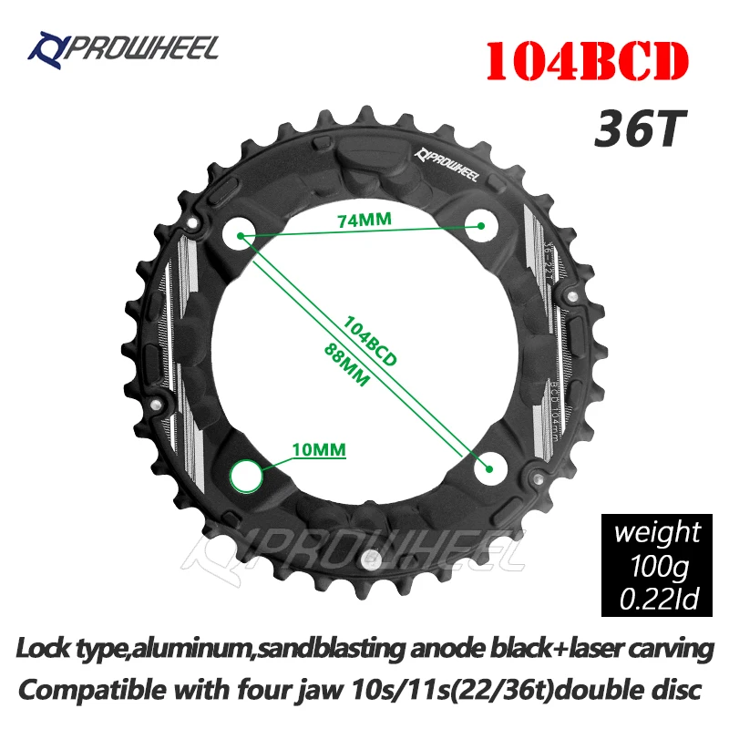 PROWHEEL MTB Bicycle Spets 64 /104BCD Double Chainwheel 26T 28T 36T 38T Chainrin - £37.01 GBP