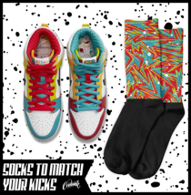 ABS Socks for Dunk High All Love No Hate Gold University Red Teal Low SB Shirt 1 - £16.53 GBP
