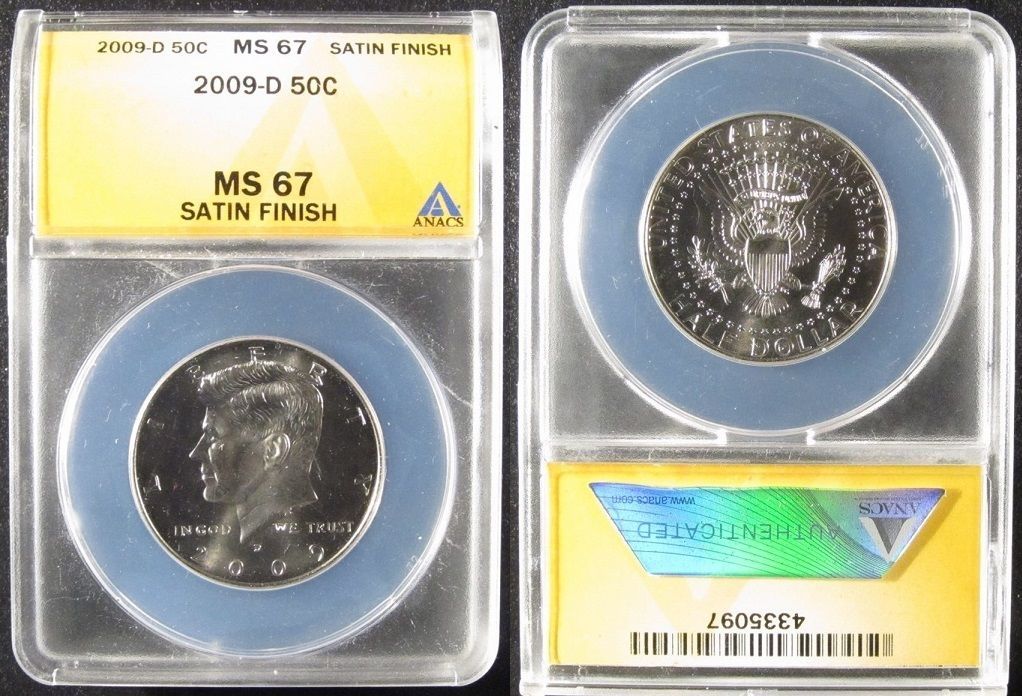 Primary image for 2009-D Kennedy Half Satin Finish - ANACS MS67 20160029