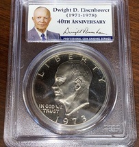 1973 S Eisenhower Clad Dollar PCGS PR69 DCAM – 40th Anniversary Case. 20210194 - £32.16 GBP
