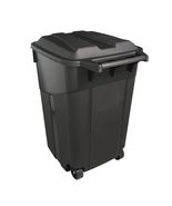 Durable 45-Gallon Rolling Trash Bin with Attached Lid – Black Plastic - €45,71 EUR