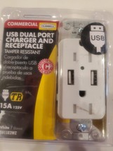 Hubbell USB Dual Port Charger Dc and Receptacle USB15X2WZ Ultra fast cha... - $24.75