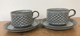 Pair Vtg Bing &amp; Grondahl Nissen Cordial Stoneware Denmark Danish Cups Saucers - £63.03 GBP