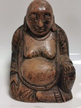 Antique Hand Carved Boxwood Sitting Buddha Statue Figurine Collectible - £22.13 GBP