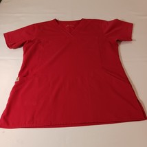 Carhartt C11102 V-Neck Women&#39;s Red Scrub Top Short Sleeve Size Medium - $242.28 MXN