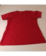 Carhartt C11102 V-Neck Women's Red Scrub Top Short Sleeve Size Medium - $13.16