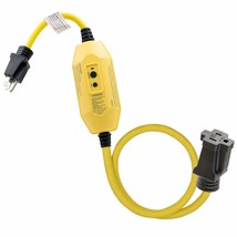 2Ft Auto Reset 12/3 Gauge Sjtw Heavy Duty Gfci Extension Cord With 3 Prong Groun - £43.94 GBP