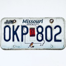 2017 United States Missouri Bluebird Passenger License Plate 0KP 802 - $18.80