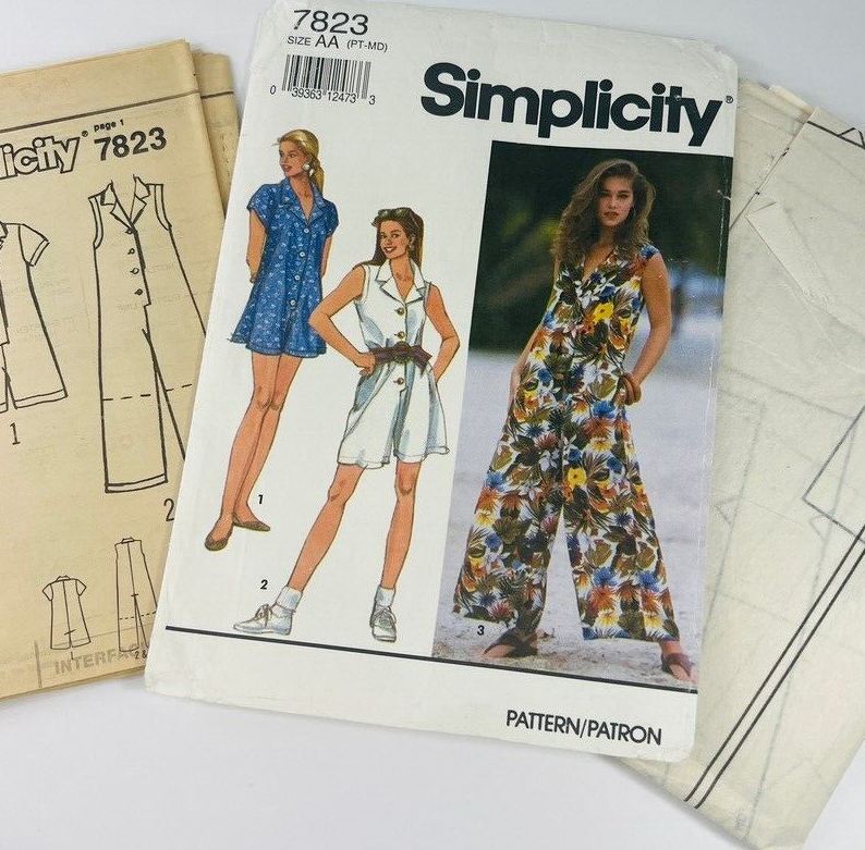 Vintage Simplicity Pattern Petite Medium Jumpsuit In 3 Lengths Factory Fold 7823 - £17.30 GBP