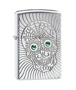Zippo Lighter Swarovsky Armor Deep Carved Skull High Polish Chrome 49172 - $79.01 CAD