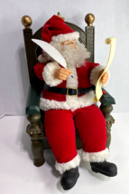 Santa Claus Decor Figure Writing Naughty Nice List Sitting Chair VTG 00&#39;s 13x7&quot; - £19.83 GBP