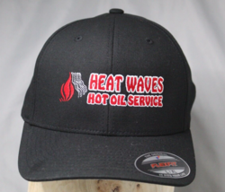 Heat Waves Hot Oil Service Trucker Baseball Hat Size L / XL Black Flex Fit - £4.63 GBP
