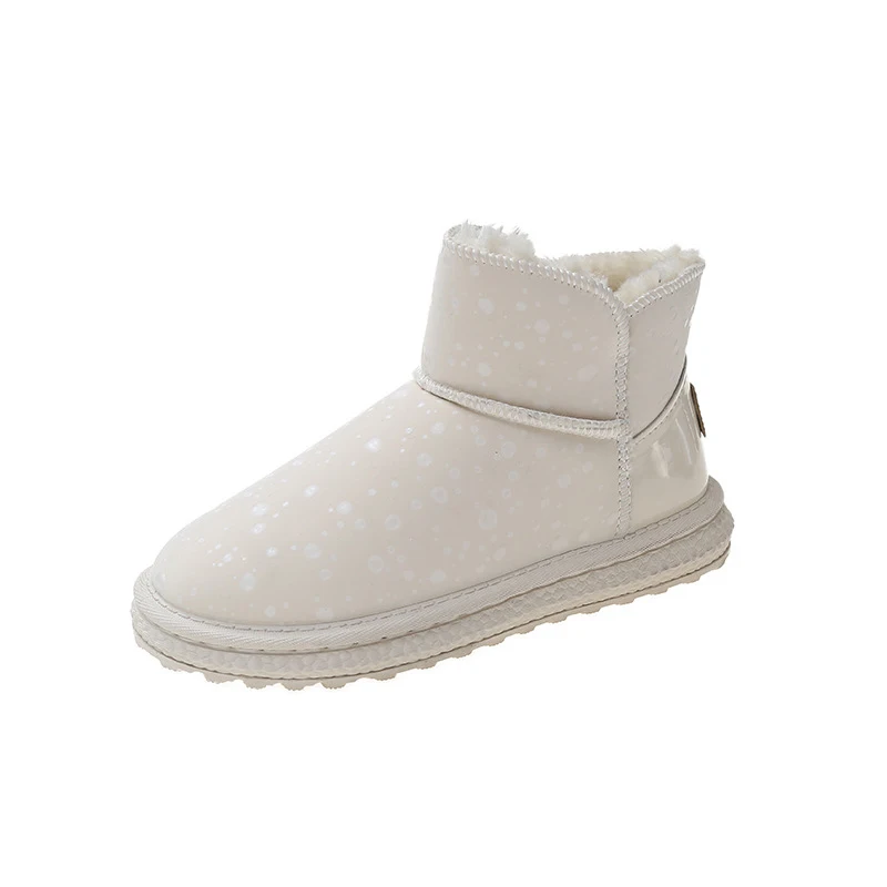 S ankle boots 2021 fashion shinny dots design female flat plaform snow boots warm plush thumb200