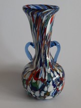 Vintage vase made of colored Murano glass 17.5 cm. W-340 gr. - £29.89 GBP