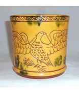 1992 Breininger Glazed Sgraffito Decorated Yellow Quart Mug Patriotic Eagle - £138.86 GBP