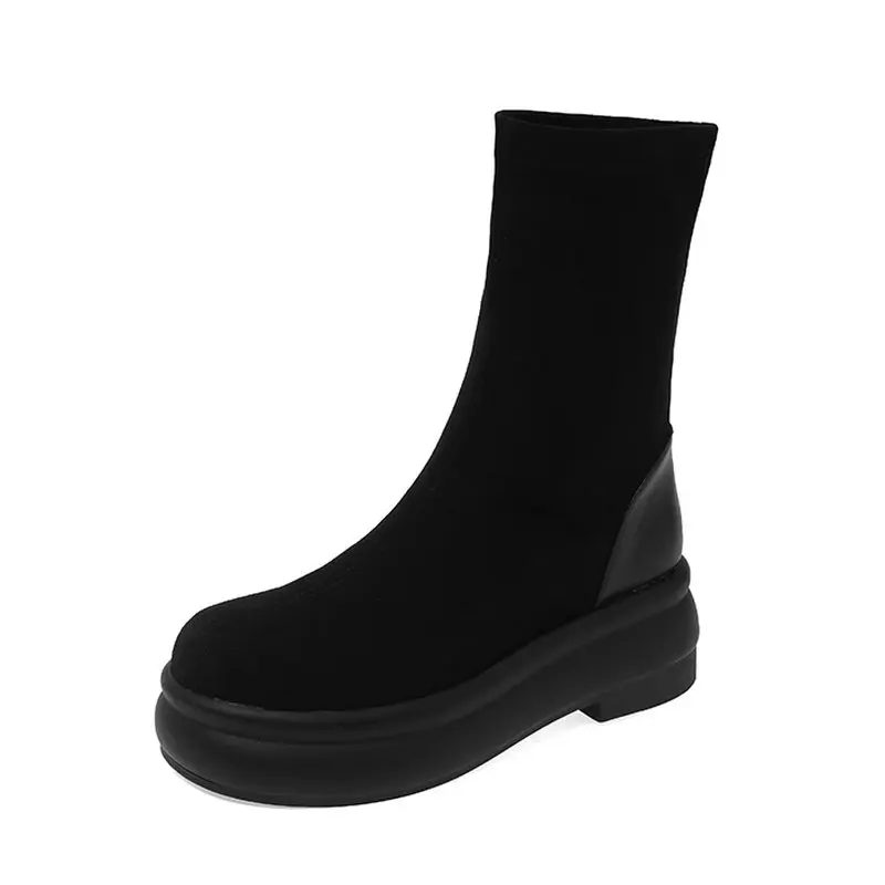 ESVEVA 2024 work    Slip On Mid Calf Boot Nobility Style All Match High Heel  Sh - £251.89 GBP