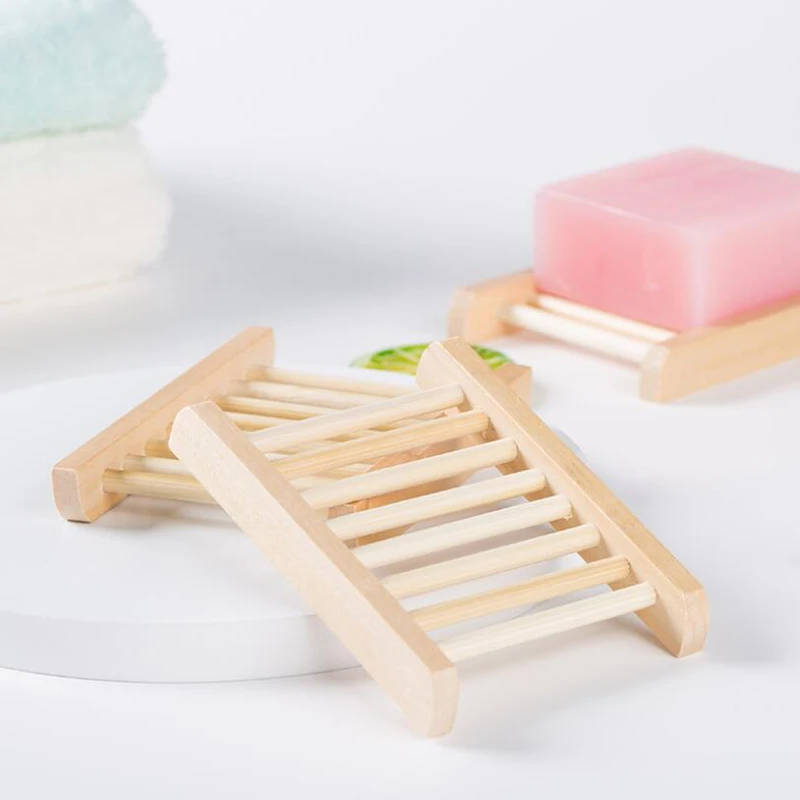 Ot sale natural wood bamboo soap drainer dishes tray soap dry holder storage rack plate thumb200