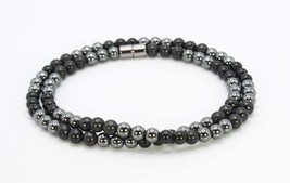 Protection Stone Necklace Hematite Obsidian Shungite Neckless with Magnet Clasp - £27.65 GBP