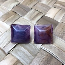 Vintage Vtg Purple Brown Transulcent Swirls Post Square Earrings - $167.57 MXN