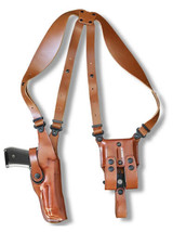 Fits CZ 75/75B/85 9mm 4.6”BBL Leather Shoulder Holster Double Mag #1083# RH - £132.35 GBP