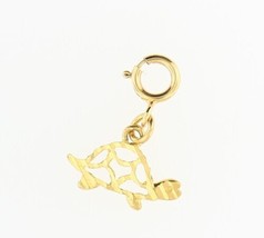 18k gold DIAMOND CUT TINY TURTLE  pendant / charm with spring clasp #b8 - £76.33 GBP