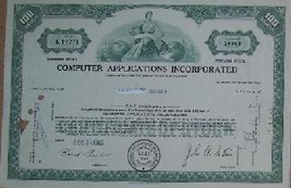 Computer Applications Stock Certificate -1965 - Vintage Rare Scripophill... - £15.94 GBP