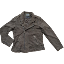 Allsaints Dark Khaki Green Kalix Leather Biker Jacket $499 Free Global Shipping - £315.02 GBP