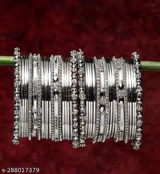 Primary image for Indian Women Silver Oxidized Bangles/ Bracelet Set Fashion Wedding Jewelry Gift