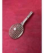 Vintage Signed Gerrys Tennis Racquet Gold Tone Brooch Pin - $12.75