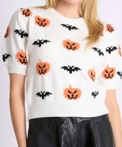 Peach Love Pumpkin Halloween Short Sleeve Sweater Size M - $837.45 MXN