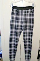 NY Collection Plaid Pull On Stretch Pants Sz L Black/White - £19.72 GBP