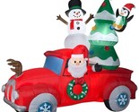 Holiday Time Santa in Red Vintage Truck Christmas Inflatable 8 Feet Yard... - $158.39