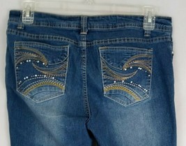 Blue Identity Jeweled Embroidered Whiskered Distressed Jean Shorts Size 12P - $16.82