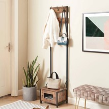 Modern Industrial Metal Wood Entryway Hall Tree Shoe Storage Bench Coat ... - $183.49