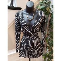 Motel Black White Stripe Romper XS V-Neck Long Sleeve Playsuit Made in I... - $27.72