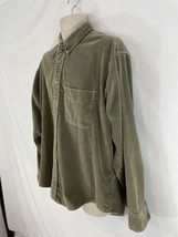 Palladium Mens L Drab Green Vtg USA Made Heavyweight Cotton Corduroy Shirt - £30.50 GBP