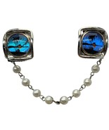 BUTTERFLY WING FAUX PEARL VINTAGE SWEATER GUARD SCARF CLIPS 6” - €16,74 EUR