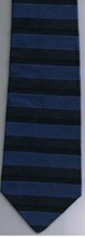 Crossings Necktie Wide Dark Medium Blue Stripes 100% Silk - $29.02