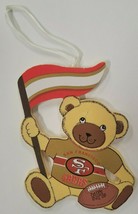 Vintage Kurt Adler NFL San Francisco 49ers Wooden Teddy Bear Ornament - £7.84 GBP